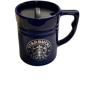 Starbucks Vintage Cobalt Blue Round Mug with Lid